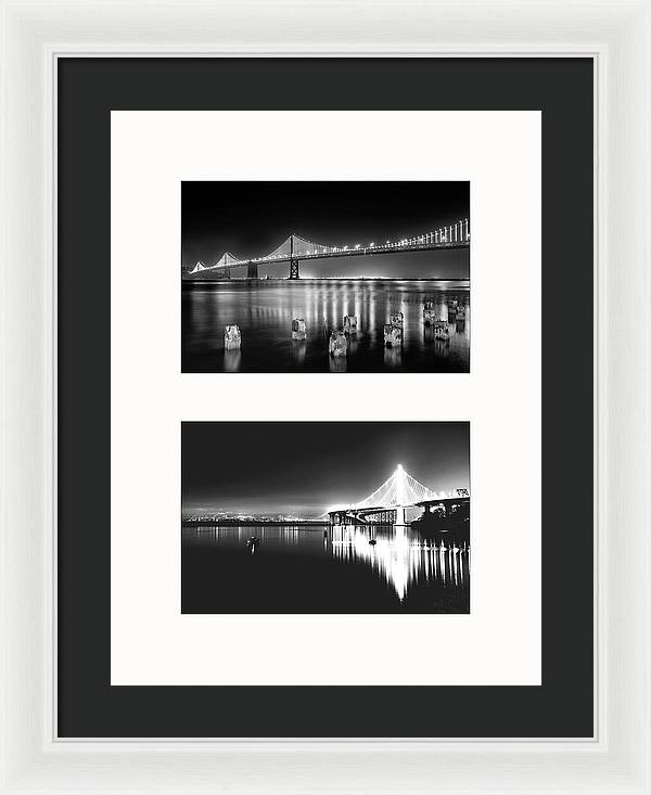 Bridges, Night - diptych / Art Photo - Framed Print