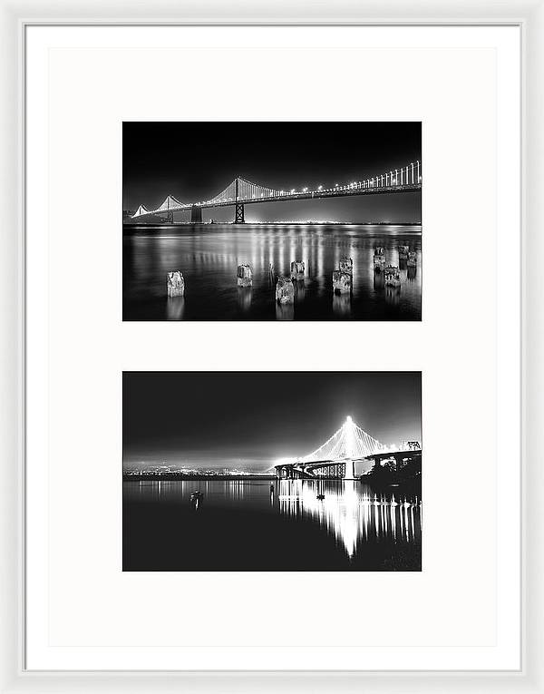 Bridges, Night - diptych / Art Photo - Framed Print