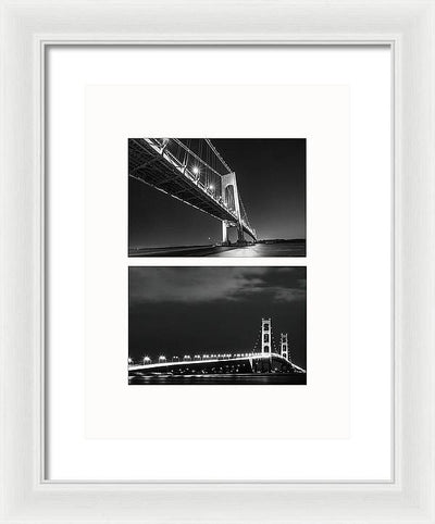 Bridges, Night - diptych / Art Photo - Framed Print