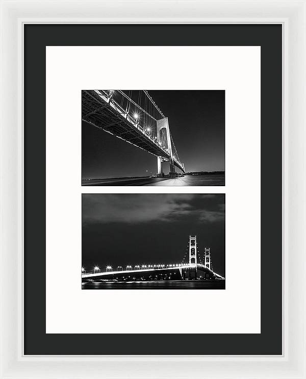 Bridges, Night - diptych / Art Photo - Framed Print