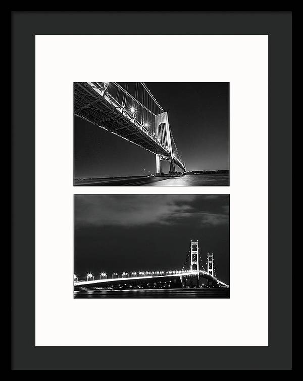 Bridges, Night - diptych / Art Photo - Framed Print