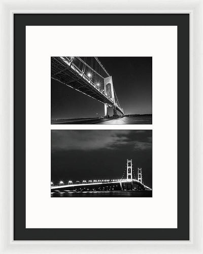 Bridges, Night - diptych / Art Photo - Framed Print