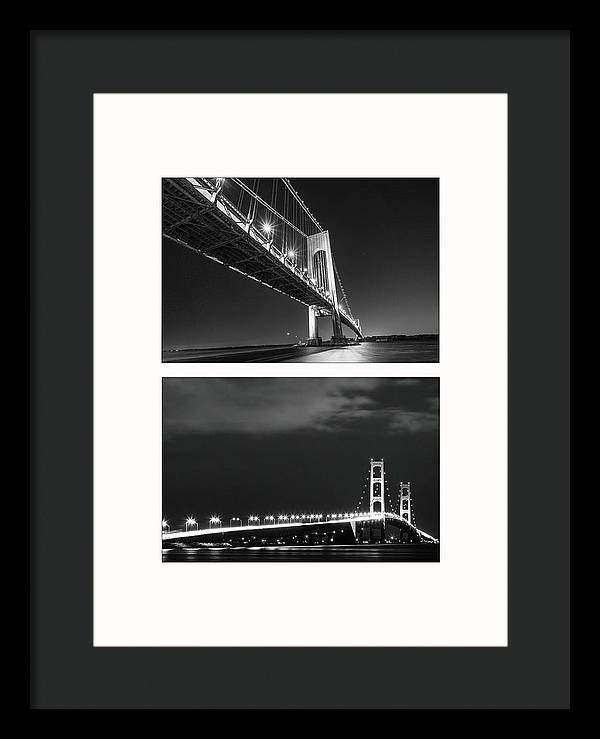 Bridges, Night - diptych / Art Photo - Framed Print