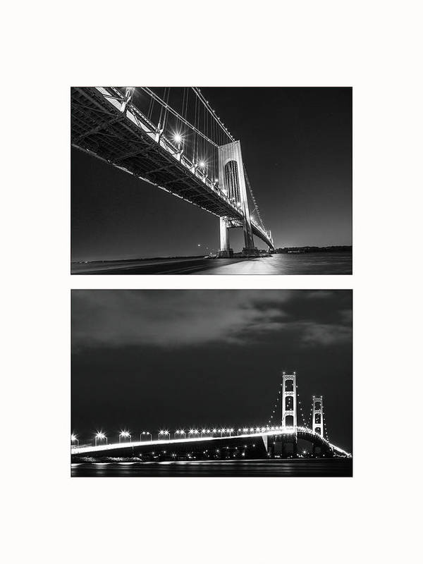 Bridges, Night - diptych / Art Photo - Art Print