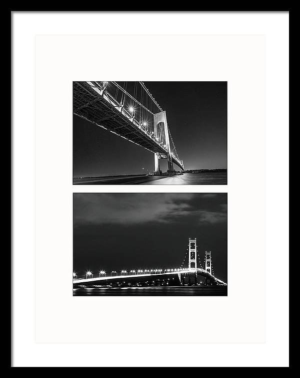 Bridges, Night - diptych / Art Photo - Framed Print