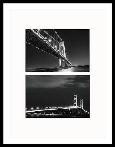 Bridges, Night - diptych / Art Photo - Framed Print