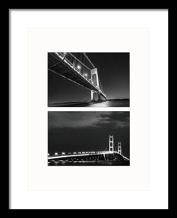 Bridges, Night - diptych / Art Photo - Framed Print