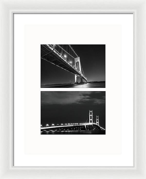 Bridges, Night - diptych / Art Photo - Framed Print