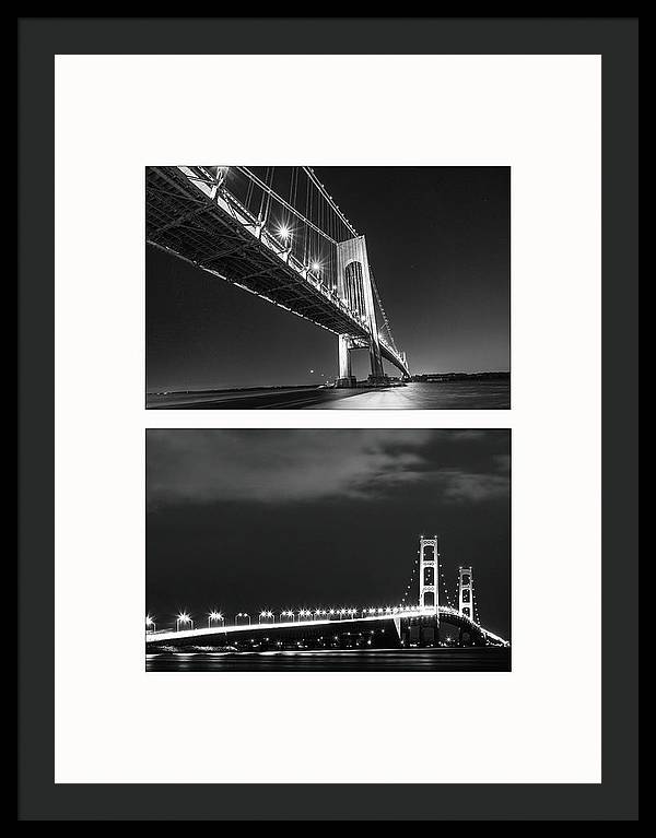 Bridges, Night - diptych / Art Photo - Framed Print