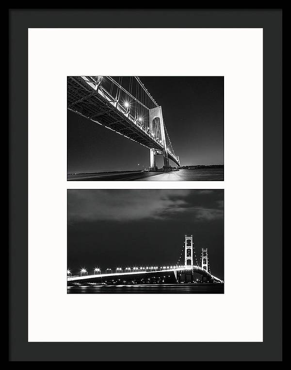 Bridges, Night - diptych / Art Photo - Framed Print