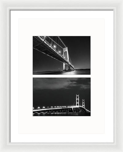 Bridges, Night - diptych / Art Photo - Framed Print