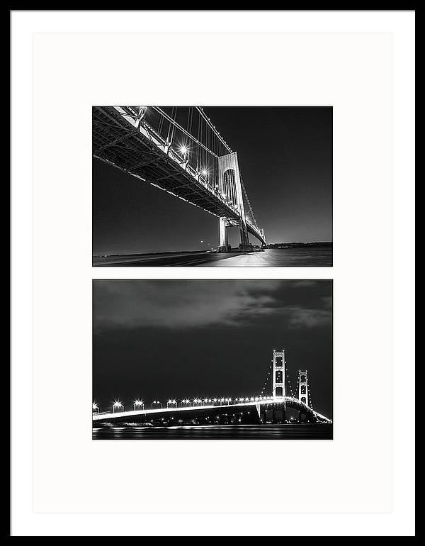 Bridges, Night - diptych / Art Photo - Framed Print