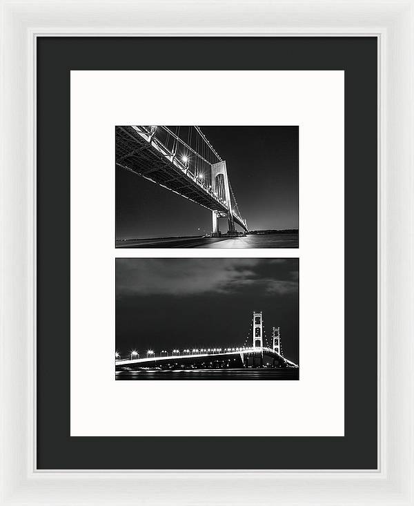 Bridges, Night - diptych / Art Photo - Framed Print