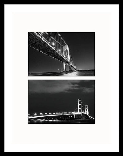 Bridges, Night - diptych / Art Photo - Framed Print