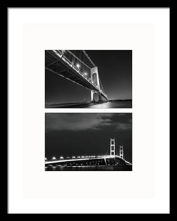 Bridges, Night - diptych / Art Photo - Framed Print