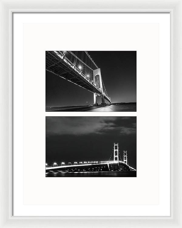 Bridges, Night - diptych / Art Photo - Framed Print