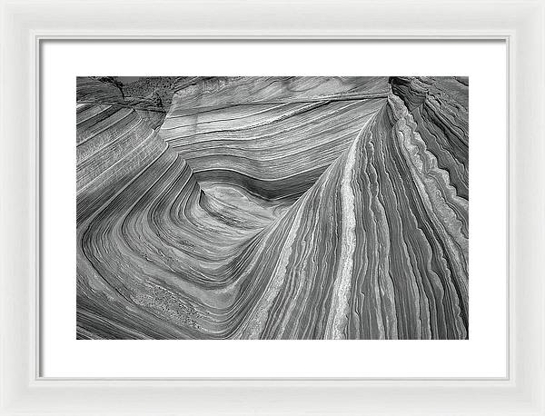 Chaotic Wave, Coyote Buttes, Arizona, Black and White / Art Photo - Framed Print