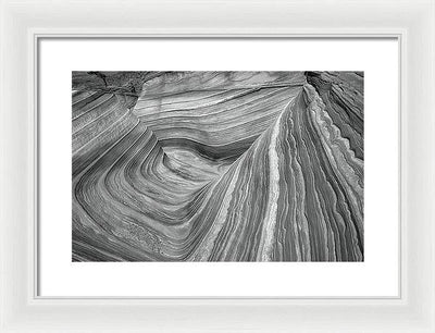 Chaotic Wave, Coyote Buttes, Arizona, Black and White / Art Photo - Framed Print