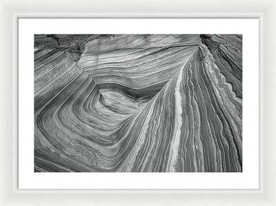 Chaotic Wave, Coyote Buttes, Arizona, Black and White / Art Photo - Framed Print