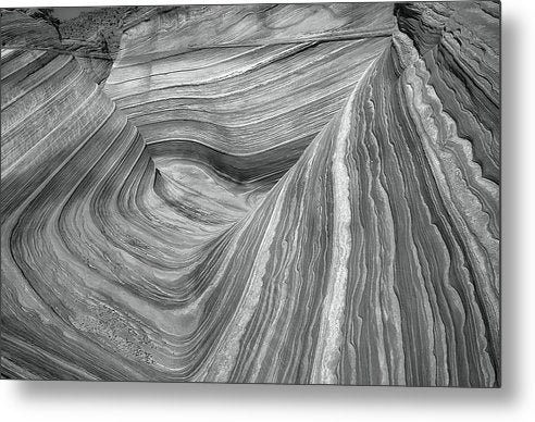 Chaotic Wave, Coyote Buttes, Arizona, Black and White / Art Photo - Metal Print