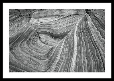 Chaotic Wave, Coyote Buttes, Arizona, Black and White / Art Photo - Framed Print