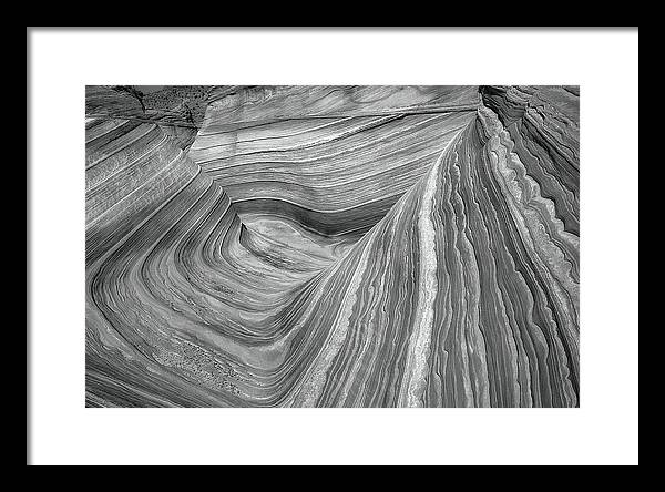 Chaotic Wave, Coyote Buttes, Arizona, Black and White / Art Photo - Framed Print