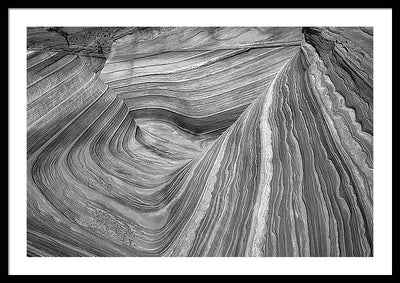 Chaotic Wave, Coyote Buttes, Arizona, Black and White / Art Photo - Framed Print