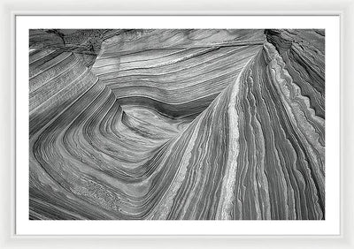 Chaotic Wave, Coyote Buttes, Arizona, Black and White / Art Photo - Framed Print