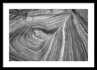 Chaotic Wave, Coyote Buttes, Arizona, Black and White / Art Photo - Framed Print