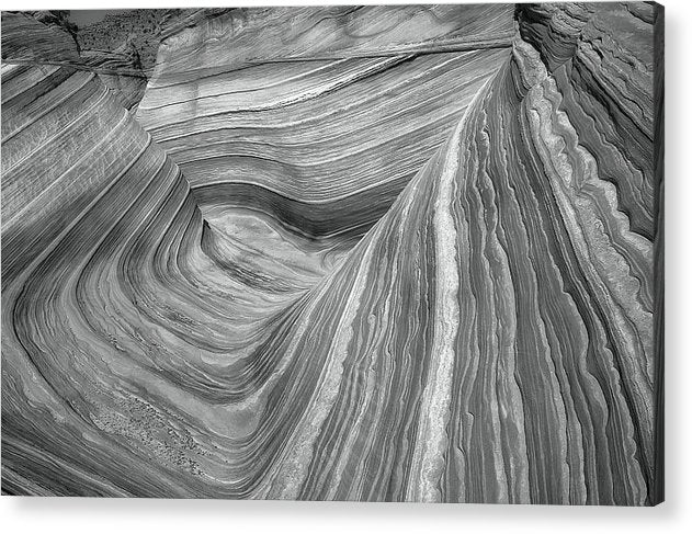 Chaotic Wave, Coyote Buttes, Arizona, Black and White / Art Photo - Acrylic Print