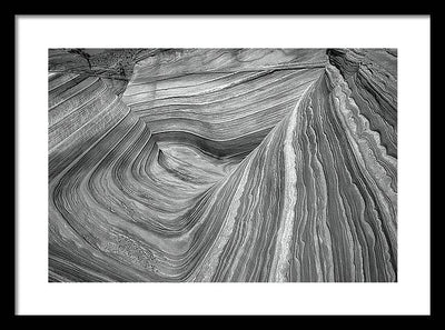 Chaotic Wave, Coyote Buttes, Arizona, Black and White / Art Photo - Framed Print