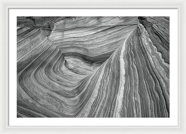 Chaotic Wave, Coyote Buttes, Arizona, Black and White / Art Photo - Framed Print