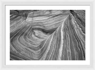 Chaotic Wave, Coyote Buttes, Arizona, Black and White / Art Photo - Framed Print