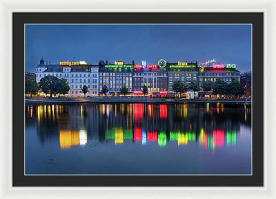 Cityscape and Skyline by the Copenhagen Lakes, Denmark / Art Photo - Framed Print