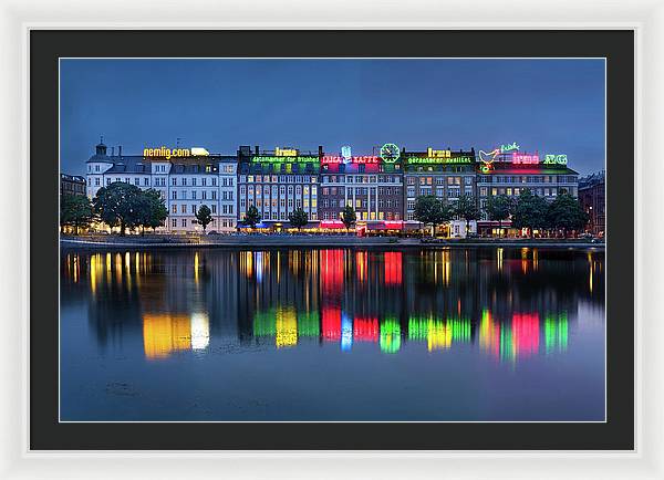 Cityscape and Skyline by the Copenhagen Lakes, Denmark / Art Photo - Framed Print