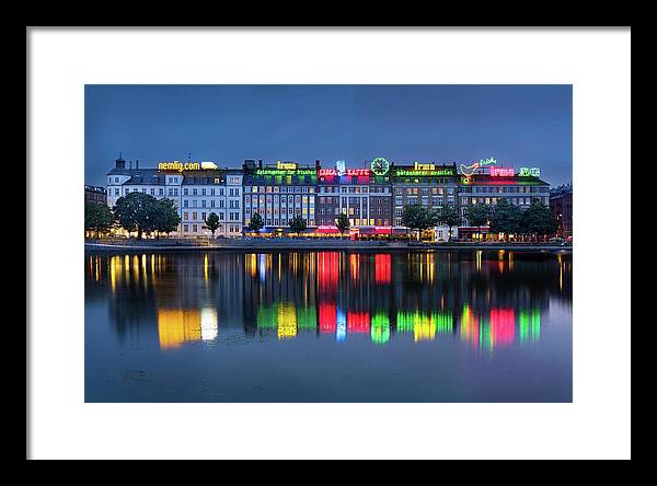 Cityscape and Skyline by the Copenhagen Lakes, Denmark / Art Photo - Framed Print