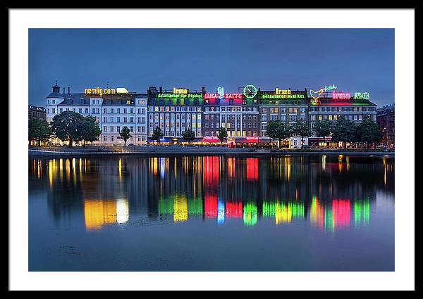 Cityscape and Skyline by the Copenhagen Lakes, Denmark / Art Photo - Framed Print