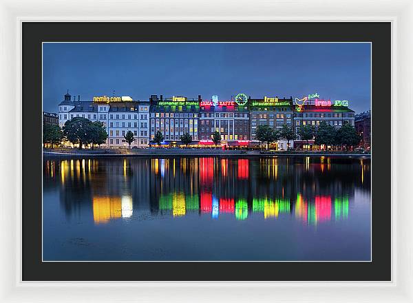 Cityscape and Skyline by the Copenhagen Lakes, Denmark / Art Photo - Framed Print