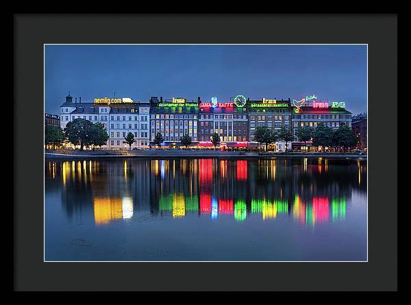 Cityscape and Skyline by the Copenhagen Lakes, Denmark / Art Photo - Framed Print