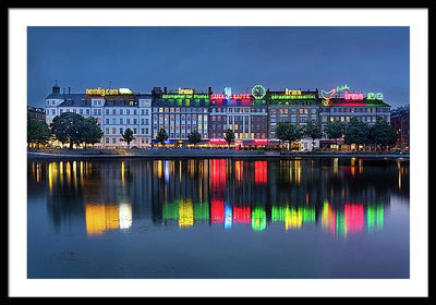 Cityscape and Skyline by the Copenhagen Lakes, Denmark / Art Photo - Framed Print