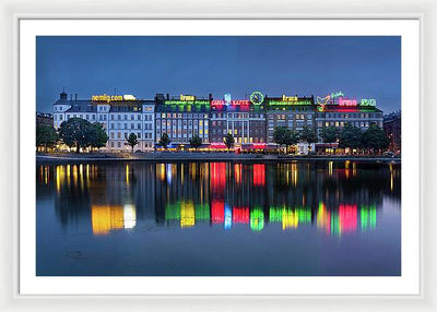 Cityscape and Skyline by the Copenhagen Lakes, Denmark / Art Photo - Framed Print