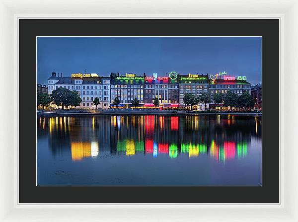 Cityscape and Skyline by the Copenhagen Lakes, Denmark / Art Photo - Framed Print