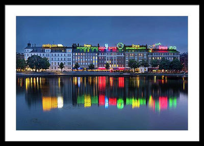 Cityscape and Skyline by the Copenhagen Lakes, Denmark / Art Photo - Framed Print