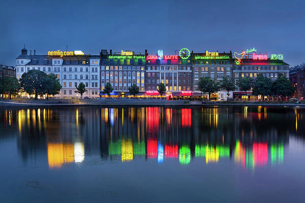 Cityscape and Skyline by the Copenhagen Lakes, Denmark / Art Photo - Art Print