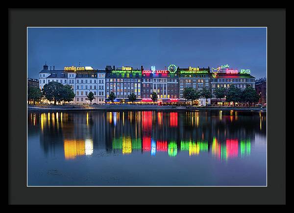 Cityscape and Skyline by the Copenhagen Lakes, Denmark / Art Photo - Framed Print