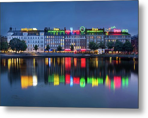 Cityscape and Skyline by the Copenhagen Lakes, Denmark / Art Photo - Metal Print