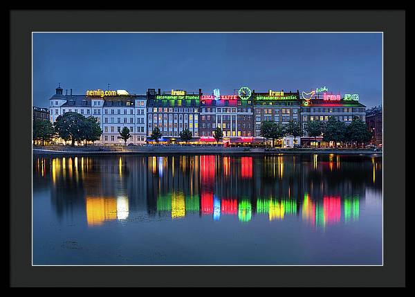 Cityscape and Skyline by the Copenhagen Lakes, Denmark / Art Photo - Framed Print