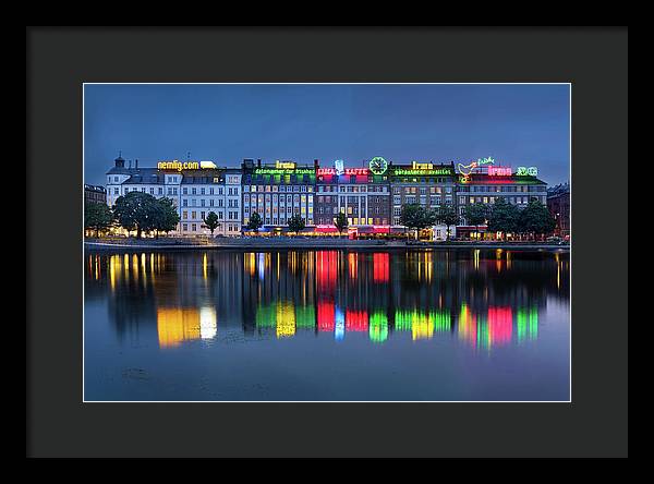 Cityscape and Skyline by the Copenhagen Lakes, Denmark / Art Photo - Framed Print