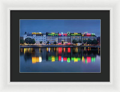 Cityscape and Skyline by the Copenhagen Lakes, Denmark / Art Photo - Framed Print