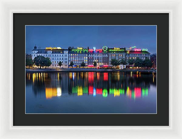 Cityscape and Skyline by the Copenhagen Lakes, Denmark / Art Photo - Framed Print